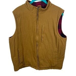 Tailor Vintage Pur Tec canvas vest Red Buffalo Plaid Lined Jacket Men’s large